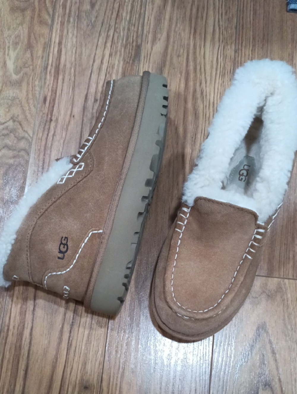 UGG Chestnut Suede Shearling Moccasin Slippers